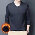 Men Winter Warm V-neck Knitted Plush Lined Sweater Pullover Jumper Knitwear Tops