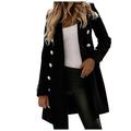 wendunide coats for women Women s Faux Wool Thin Coat Trench Jacket Ladies Slim Long Overcoat Outwear Womens Fleece Jackets Black S