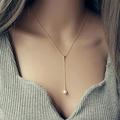 Naierhg Necklace Exquisite Adjustable Single Faux Pearl Pendant Chain Women Jewelry for Daily Life