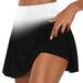 SMihono Women s Summer Deals Athletic Stretchy Short Yoga Fake Two Piece Pleated Tennis Skirts Trouser Skirt Gradient Loose Clomfy Shorts Trendy Shorts for Women 2023 Black