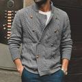 Men Turtleneck Double Breasted Sweater Jacket Warm Cardigan Cable Knitted Coat