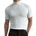 iOPQO mens t shirt Male Summer Solid T Shirt Blouse High Collar Turtleneck Short Sleeve Tops T Shirt t shirts for men White + XXL