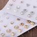 Naierhg 12 Pairs Ear Studs Various Shape Rhinestone Women Earrings for Party