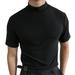 iOPQO mens t shirt Male Summer Solid T Shirt Blouse High Collar Turtleneck Short Sleeve Tops T Shirt t shirts for men Black + XXL