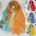 AYYUFE Lady Scarf Floral Print Sunscreen See-through Ultra-thin Soft Fabric Neck Wrap Accessory