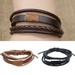 Naierhg Bracelet 4-layers Braided Jewelry Accessories Handmade Faux Leather Bangle for Unisex