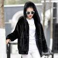 PIKADINGNIS Black Gray Faux Rabbit Fur Coat Women Korean Casual Loose Hoodies Jacket Female Winter Thick Warm Furry Overcoat