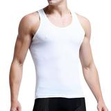 iOPQO mens dress shirts Men s casual fashion tight round neck sleeveless sports fitness vest dress shirts for men White + M