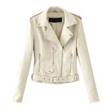 wendunide coats for women Women Ladies Lapel Motor Jacket Coat Zip Biker Short Punk Cropped Tops Womens Fleece Jackets White M
