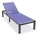 LeisureMod Marlin Patio Chaise Lounge Chair Poolside Outdoor Chaise Lounge Chairs for Patio Lawn and Garden Modern Black Aluminum Suntan Chair with Sling Chaise Lounge Chair (Navy Blue)