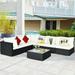 Gymax 7PCS Patio Rattan Sectional Furniture Set Conversation Set w/ Cushion White