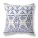 HomeRoots 417112 5 x 18 x 18 in. White & Blue Zippered Geometric Indoor & Outdoor Throw Pillow