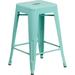 Flash Commercial Grade 4 Pack 24 High Backless Distressed White Metal Indoor-Outdoor Counter Height Stool