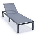 LeisureMod Marlin Patio Chaise Lounge Chair Poolside Outdoor Chaise Lounge Chairs for Patio Lawn and Garden Modern Black Aluminum Suntan Chair with Sling Chaise Lounge Chair (Dark Grey)