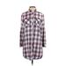 Soft Joie Casual Dress - Shift Collared Long sleeves: Burgundy Plaid Dresses - Women's Size X-Small