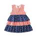 Rovga Toddler Girl Dress Clothes Baby Kids 4Th Of July Strap Star Stripe Independence Day Star Red Cake Sleeveless Dress Casual Loths