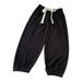 ZIZOCWA Boys Navy Blue Dress Pants Boy Pants Drawstring Trousers Boy Solid Color Casual Pants Loose Straight Pants Casual Wide Leg Sweatpants Summer S Black5-6 Years