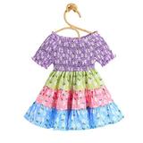 Rovga Toddler Girl Dress Clothes Short Sleeve Cartoon Floral Prints Summer Beach Sundress Party Dresses Princess Dresss Clothes