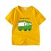 ZIZOCWA Boys Shirts Size 4T Small Pack Toddler Kids Baby Boys Girls Summer Cartoon Short Sleeve Crewneck Car Cartoon T Shirts Tops Tee Clothes for Chi Yellow100