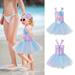 B91xZ Princess Dress Up Clothes For Little Girls Toddler Kids Girls Cartoon Role Play Fancy Hairband Mesh Tulle Sky Blue Size 10T