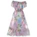 Rovga Toddler Girl Dress Clothes Chiffon Dress Summer Foreign Style Mid Length Beach Children S Off Shoulder Floral Dress For Big Children Is Suitable As Flower Wedding Dress