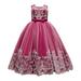 Rovga Toddler Girl Dress Clothes Flower Lace Dress For Kids Wedding Bridesmaid Pageant Party Formal Long Maxi Gown Big First Birthday Dance Prom Sequin Bowknot Puffy Tulle Dresses