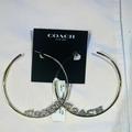 Coach Accessories | Coach Gold Tone Crystal Logo Hoop Earring Nwt | Color: Gold | Size: 3”X3”