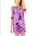 Lilly Pulitzer Dresses | Lily Pulitzer Off The Shoulder Dress Size Xxs | Color: Blue/Pink | Size: Xxs