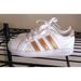 Adidas Shoes | Adidas Kids Child Unisex Superstar Sneakers Tennis Shoes Size 11k | Color: Gold/White | Size: 11g