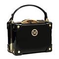 Fashion Women's Top Handle Satchel Handbags Leather Evening Bag Purses Small Hard Square Box Shoulder Bags, Black, S