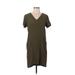 Madewell Casual Dress - Shift V Neck Short sleeves: Green Print Dresses - Women's Size 2X-Small