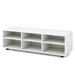 Wood TV Stand for TVs up to 55 Inches with 6 Storage Cubbies-White - 45.5 x 15.5 x 14 inch (L x W x H)