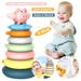 Dsseng 7 Rings Stacking Rings Soft Toys for Babies 6 Months and up Old Girls Boys - Toddlers Sensory Educational Montessori Baby Blocks - Developmental Teething Learning Stacker