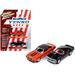 1969 Chevrolet Camaro Hugger Orange with Black Top and Stripes and 1967 Chevrolet Camaro Black with White Stripe and Red Interior Yenko Series Set of 2 Cars 1/64 Diecast Model Cars by Johnny Lightni