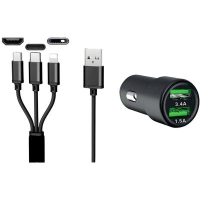 Dual usb Auto Ladegerät 3IN1 12/24V / 3,4A Belastbarkeit Strom max.=3.4 a 12/24 v - IWH Image