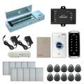 FPC-5598 One Door Access Control Out Swinging Door 1200lb Maglock + Slim Outdoor Digital Touch Keypad / Reader Standalone With Mini Controller + Wiegand 26 No Software EM Card 1000 Users + PIR Kit