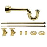 Westbrass D1538L-01 Pedestal Sink Lavatory Supply Line Kit with P-Trap and Round Handle Angle Stops Polished Brass