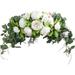 HAOSHICS Wedding Arch Flowers 30 Inch Rustic Artificial Floral Swag for Lintel Arbor and Ceremony Green Leaves Rose Peony Door Wreath Reception Backdrop Home Decoration Ivory