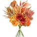 Artificial Fake Flowers Plants Silk Flower Arrangements Wedding Bouquets Decorations Plastic Floral Table Centerpieces for Home Kitchen Garden Party DÃ©cor (Autumn red)