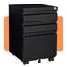 Zakamaur 3 Drawer Mobile Locking File Cabinet Rolling Filing Cabinet for Letter/A4 Size 17.71 L*15.35 W*23.62 H Black