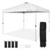 BENTISM Pop Up Canopy Tent 10 x 10 ft 250 D PU Silver Coated Tarp with Portable Roller Bag and 4 Sandbags Waterproof and Sun Shelter Gazebo