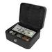 Compact Steel Cash Box 1 Bill & 3 Coin Compartments - Black