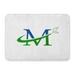 GODPOK Branding Blue ABC M Letter Leaf Design Green Abstract Corporate Rug Doormat Bath Mat 23.6x15.7 inch