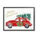 Stupell Industries Santa Gnomes Driving Christmas Car Holiday Tree Graphic Art Black Framed Art Print Wall Art Design by Heatherlee Chan