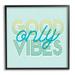 Stupell Industries Good Vibes Only Blue Retro Graphic Art Black Framed Art Print Wall Art Design by Lil Rue