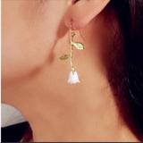 Anthropologie Jewelry | Last Pair! Gold Drop Earrings With White Rose | Color: Gold/White | Size: Os