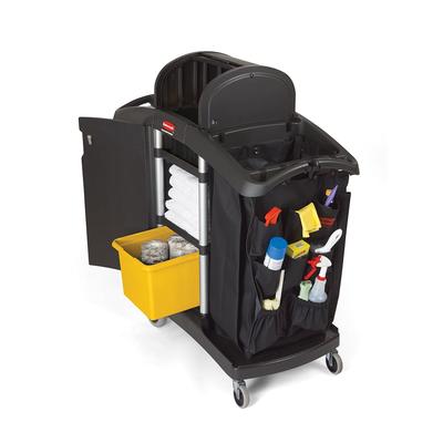 Rubbermaid FG9T7800 BLA Compact Housekeeping Cart w/ Locking Doors, 51 3/4"L x 22"W x 53 1/2"H, Black, High-Security