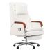 Kinnls Cameron Genuine Leather Executive Chair Upholstered in White/Brown | 45.27 H x 27.56 W x 27.56 D in | Wayfair 1-White-2