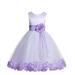 Ekidsbridal Ivory Floral Rose Petals Tulle Flower Girl Dress Christening Father Daughter Dance Recital Ballroom Gown for Wedding 007 4