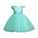 gvdentm Toddler Girls Dress Cotton Linen Ruffle Backless Sleeveless Kids Casual Party Dresses Easter Dresses For Toddler Girls Green 2-3 Years